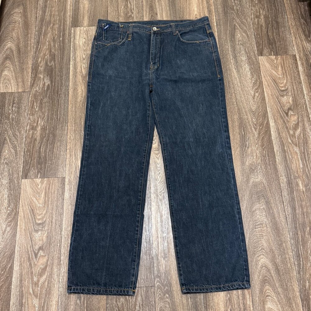 VTG Encye Jeans Men's 40 Dark Wash Embroidered Baggy Skater Hip Hop Rap Y2K 00s